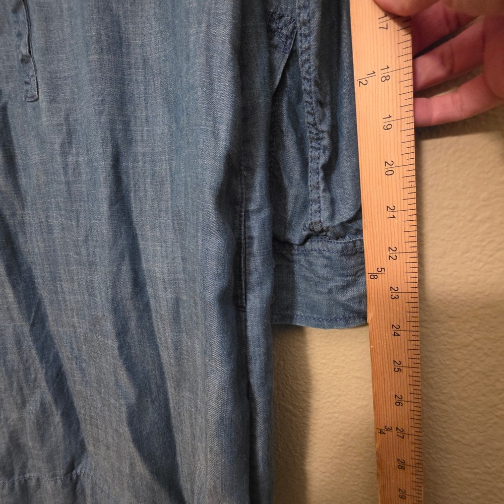 Banana Republic Blue Lyocell Chambray Shirt Dress Womens 2 Long Sleeve Mini - Picture 7 of 10